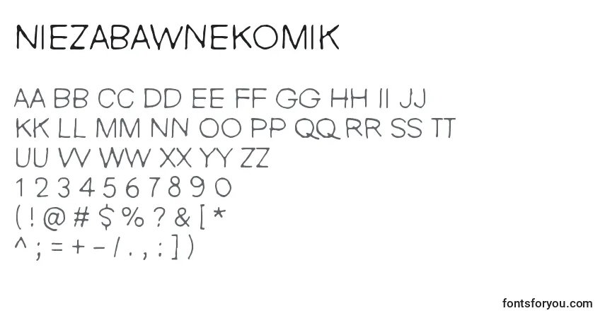 A fonte NieZabawneKomik – alfabeto, números, caracteres especiais