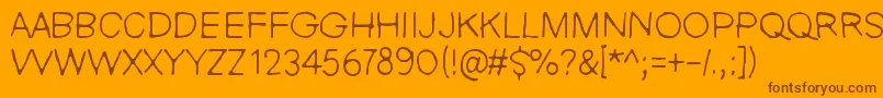 Fonte NieZabawneKomik – fontes marrons em um fundo laranja
