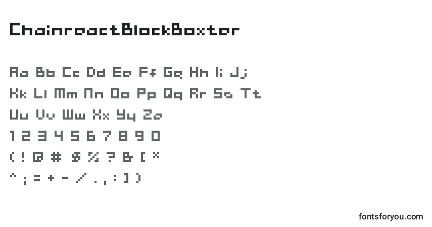 Czcionka ChainreactBlockBoxter – alfabet, cyfry, specjalne znaki