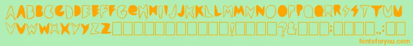 フォントCordontvfont – オレンジの文字が緑の背景にあります。