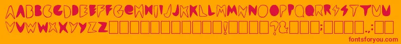 Cordontvfont-fontti – punaiset fontit oranssilla taustalla