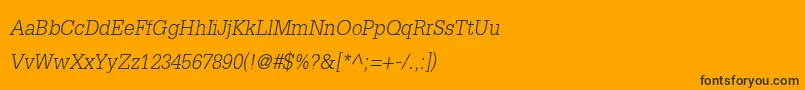 Fonte DilleniaupcРљСѓСЂСЃРёРІ – fontes pretas em um fundo laranja