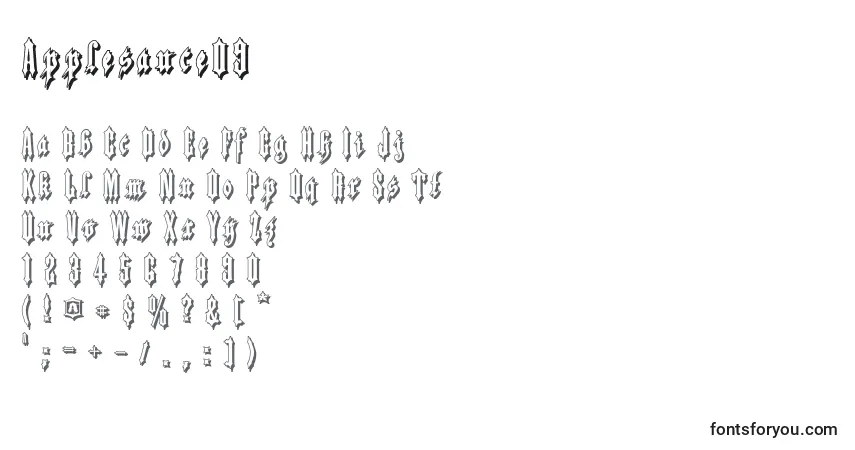 Шрифт Applesauce09 – алфавит, цифры, специальные символы