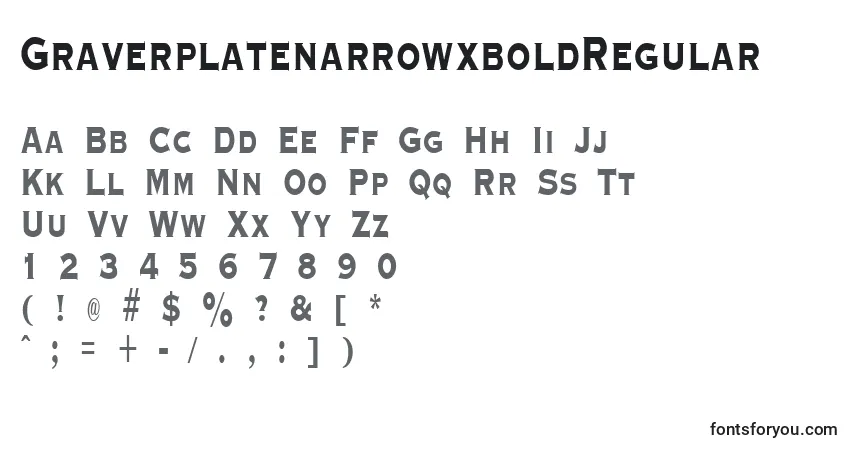 Czcionka GraverplatenarrowxboldRegular – alfabet, cyfry, specjalne znaki