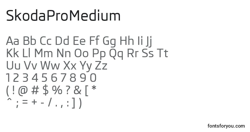 Schriftart SkodaProMedium – Alphabet, Zahlen, spezielle Symbole