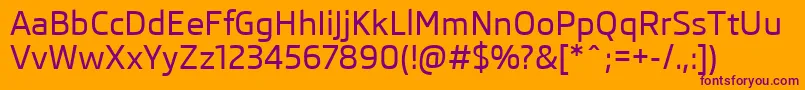 SkodaProMedium-Schriftart – Violette Schriften auf orangefarbenem Hintergrund