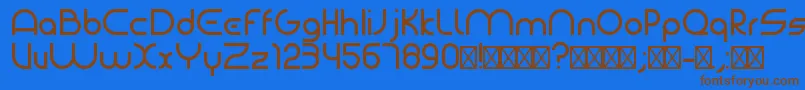 フォントBauhausmodernRegular – 茶色の文字が青い背景にあります。