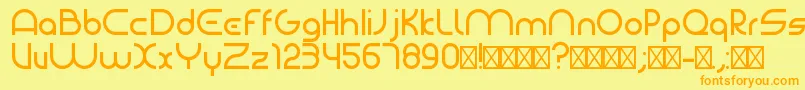 フォントBauhausmodernRegular – オレンジの文字が黄色の背景にあります。