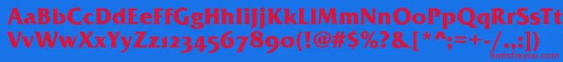 FremontOsfBold-Schriftart – Rote Schriften auf blauem Hintergrund