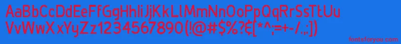 DeLuxeBoldCondensed Font – Red Fonts on Blue Background