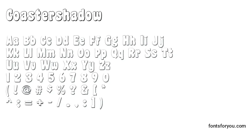 A fonte Coastershadow – alfabeto, números, caracteres especiais