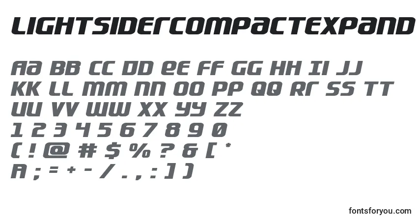Czcionka Lightsidercompactexpand – alfabet, cyfry, specjalne znaki