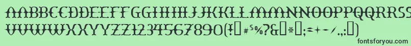 フォントYawnovis – 緑の背景に黒い文字