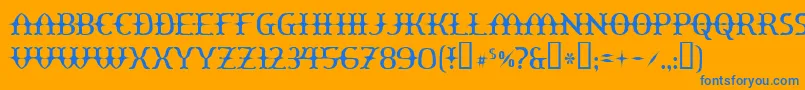 フォントYawnovis – オレンジの背景に青い文字