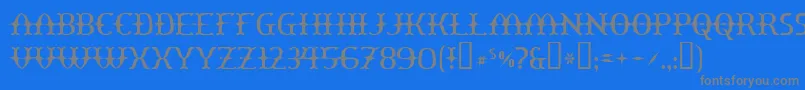 フォントYawnovis – 青い背景に灰色の文字