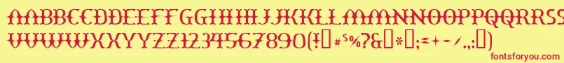 フォントYawnovis – 赤い文字の黄色い背景