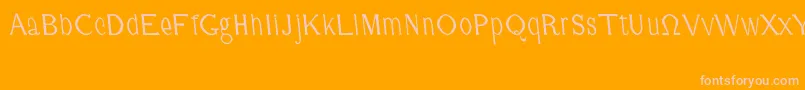 CmFunnyRegular-fontti – vaaleanpunaiset fontit oranssilla taustalla