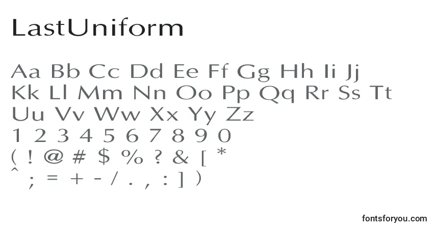 LastUniform-fontti – aakkoset, numerot, erikoismerkit