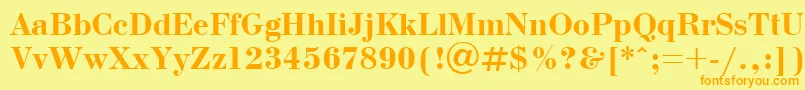 フォントUkBodoniBold – オレンジの文字が黄色の背景にあります。