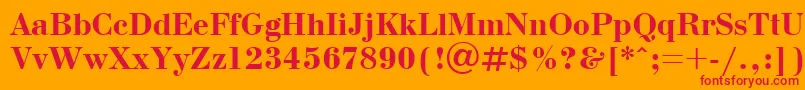 UkBodoniBold-Schriftart – Rote Schriften auf orangefarbenem Hintergrund