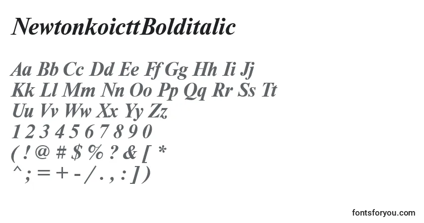 NewtonkoicttBolditalicフォント–アルファベット、数字、特殊文字
