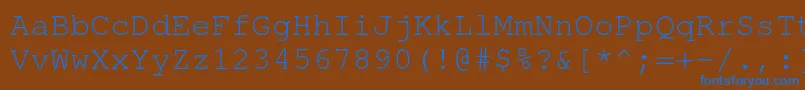 TexgyrecursorRegular-Schriftart – Blaue Schriften auf braunem Hintergrund