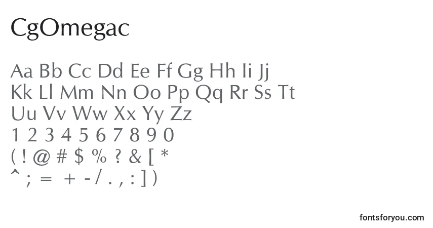 A fonte CgOmegac – alfabeto, números, caracteres especiais