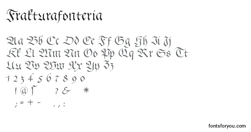 Czcionka Frakturafonteria – alfabet, cyfry, specjalne znaki