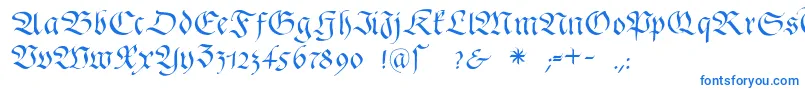 フォントFrakturafonteria – 白い背景に青い文字