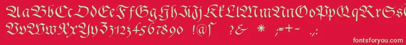 フォントFrakturafonteria – 赤い背景に緑の文字