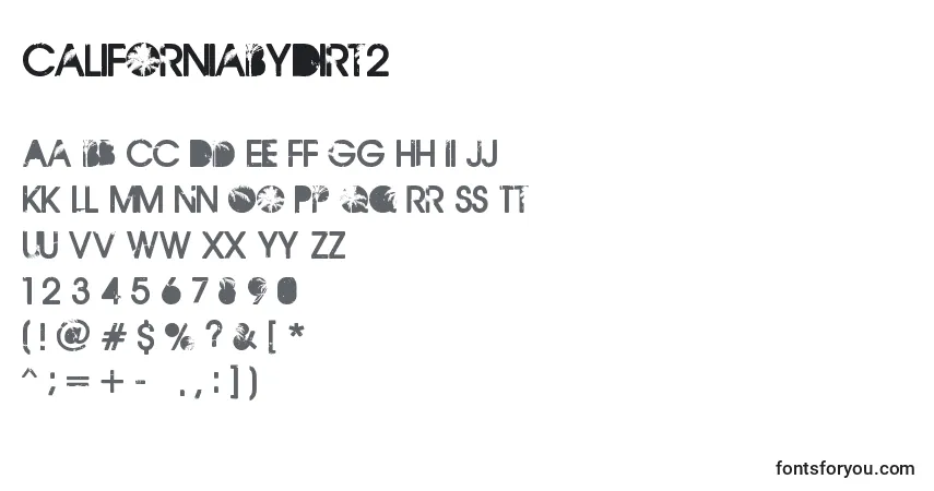 Czcionka CaliforniaByDirt2 – alfabet, cyfry, specjalne znaki