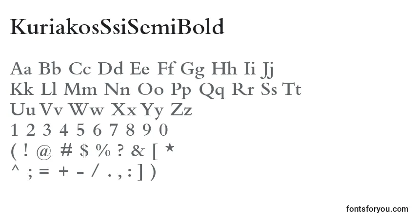 A fonte KuriakosSsiSemiBold – alfabeto, números, caracteres especiais