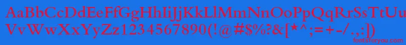 フォントKuriakosSsiSemiBold – 赤い文字の青い背景