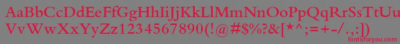 KuriakosSsiSemiBold-Schriftart – Rote Schriften auf grauem Hintergrund