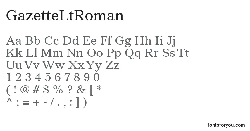 GazetteLtRoman-fontti – aakkoset, numerot, erikoismerkit