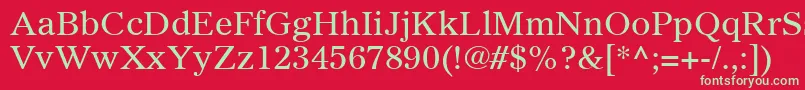 フォントGazetteLtRoman – 赤い背景に緑の文字