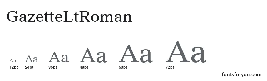 GazetteLtRoman Font Sizes