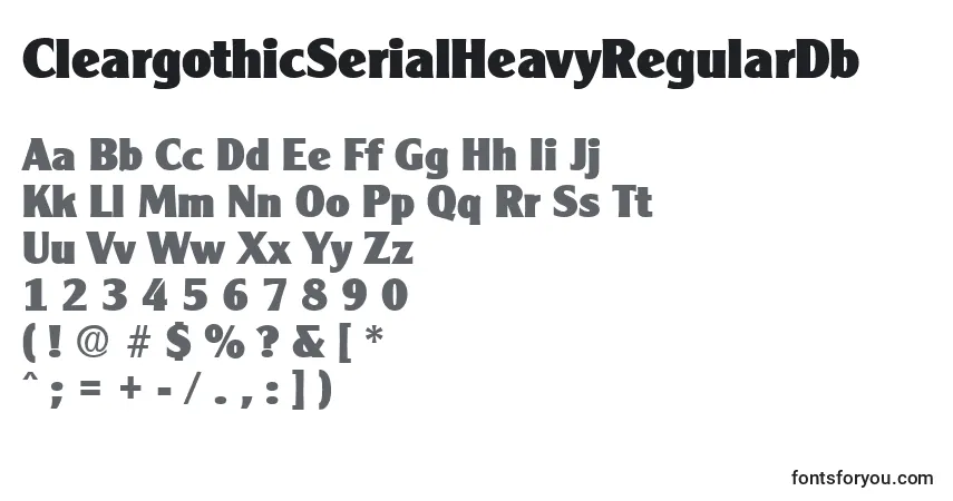 Czcionka CleargothicSerialHeavyRegularDb – alfabet, cyfry, specjalne znaki