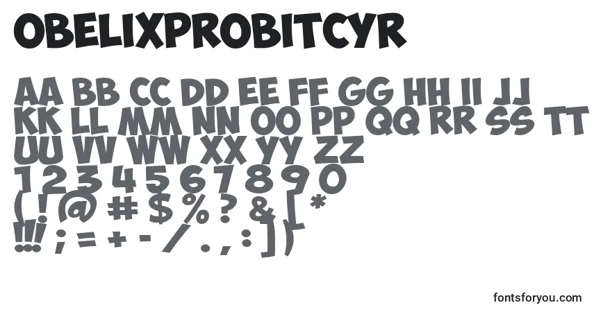 A fonte ObelixprobitCyr – alfabeto, números, caracteres especiais