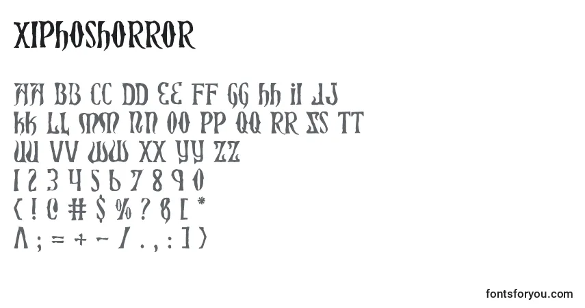 Шрифт XiphosHorror – алфавит, цифры, специальные символы