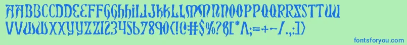 XiphosHorror Font – Blue Fonts on Green Background