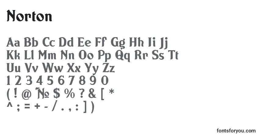 A fonte Norton – alfabeto, números, caracteres especiais