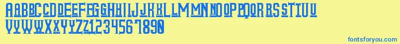 フォントMyOlderLifeSt – 青い文字が黄色の背景にあります。