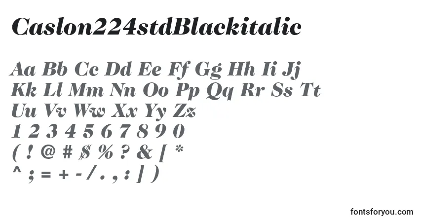 Шрифт Caslon224stdBlackitalic – алфавит, цифры, специальные символы