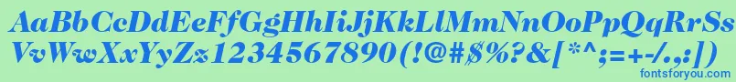Caslon224stdBlackitalic Font – Blue Fonts on Green Background