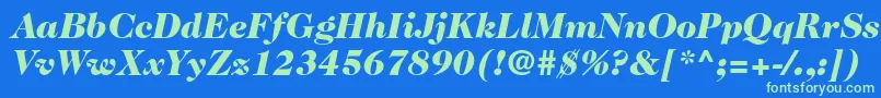 Fonte Caslon224stdBlackitalic – fontes verdes em um fundo azul