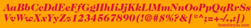 Шрифт Caslon224stdBlackitalic – красные шрифты на оранжевом фоне