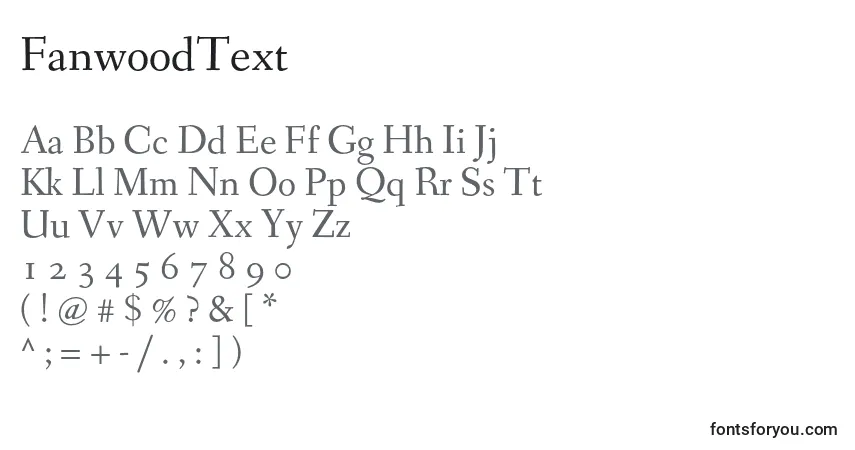 FanwoodText-fontti – aakkoset, numerot, erikoismerkit