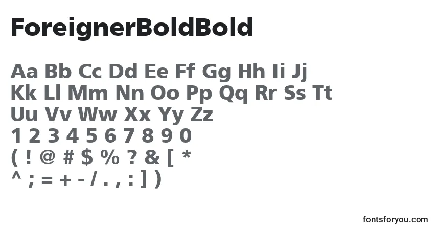 Czcionka ForeignerBoldBold – alfabet, cyfry, specjalne znaki