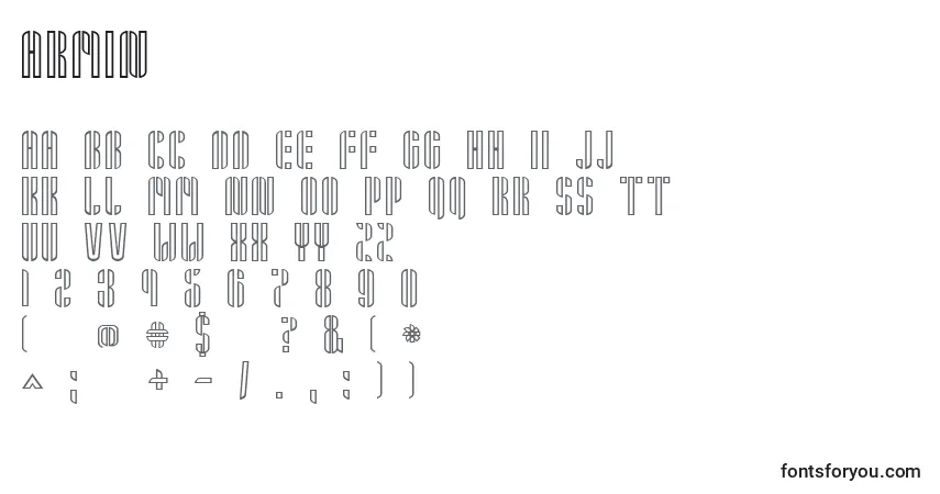 Schriftart Armin – Alphabet, Zahlen, spezielle Symbole
